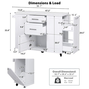 English Elm K&k Rolling Kitchen Island Faux Marble Top Tilt Trash Cabinet Pull Out Organizer White N707S299008W