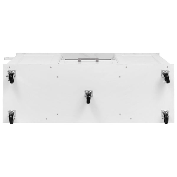 English Elm K&k Rolling Kitchen Island Faux Marble Top Tilt Trash Cabinet Pull Out Organizer White N707S299008W