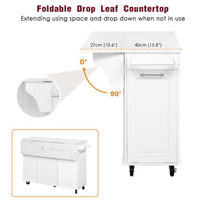 English Elm K&k Rolling Kitchen Island Faux Marble Top Tilt Trash Cabinet Pull Out Organizer White N707S299008W