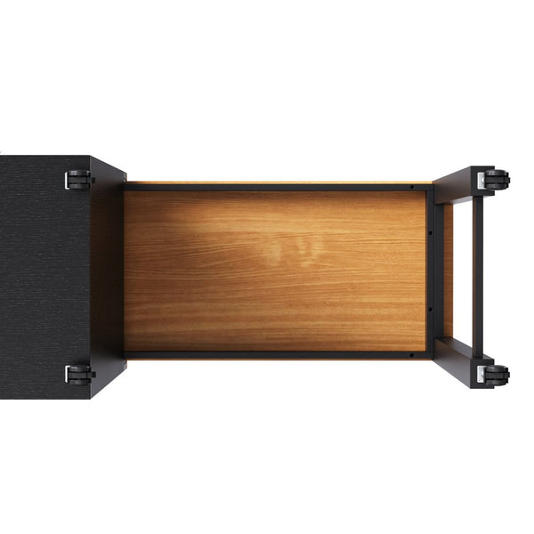 English Elm K&k Rolling Kitchen Island with Extendable Dining Table Power Outlets and Storage Black N707S303401B