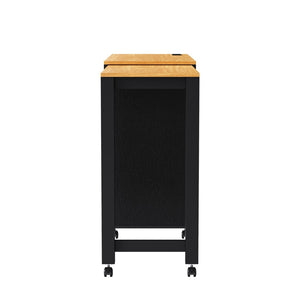 English Elm K&k Rolling Kitchen Island with Extendable Dining Table Power Outlets and Storage Black N707S303401B