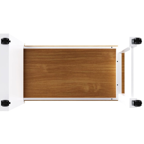 English Elm K&k Rolling Kitchen Island with Extendable Dining Table Power Outlets and Storage White N707S303401W