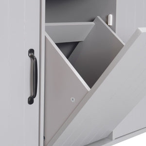 English Elm K&k Rolling Kitchen Island with Drop Leaf Trash Cabinet Spice Rack and Drawer Storage Grey N707S326381G
