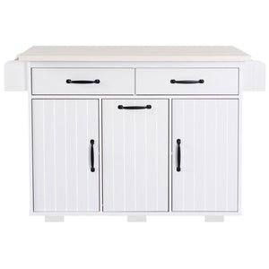 English Elm K&k Rolling Kitchen Island with Drop Leaf Trash Cabinet Spice Rack and Drawer Storage American White Oak N707S326381W