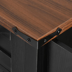 English Elm K&k Farmhouse Rolling Kitchen Island with Barn Doors Drop Leaf and Built-in Storage Black N707S349811B