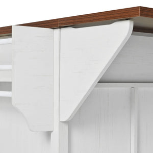 English Elm K&k Farmhouse Rolling Kitchen Island with Barn Doors Drop Leaf and Built-in Storage White N707S349811W