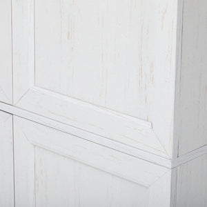 English Elm K&k Farmhouse Pantry Cabinet Retro Style with Wine Rack Hidden Drawer and Adjustable Shelves White N707S356567W