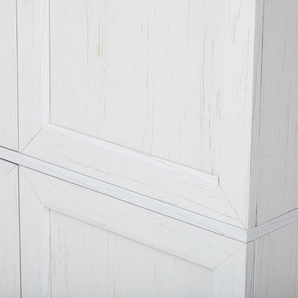 English Elm K&k Farmhouse Pantry Cabinet Retro Style with Wine Rack Hidden Drawer and Adjustable Shelves White N707S356567W