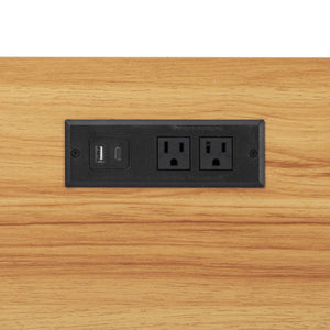 English Elm K&k Rolling Kitchen Island with Extendable Table Built-in Outlets and Layered Storage Black N707S360278B