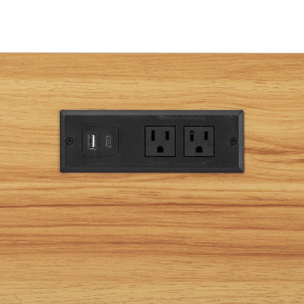 English Elm K&k Rolling Kitchen Island with Extendable Table Built-in Outlets and Layered Storage Black N707S360278B
