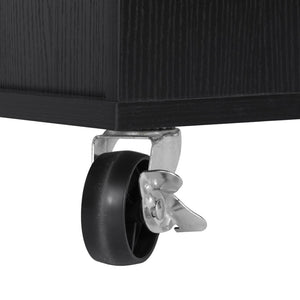 English Elm K&k Rolling Kitchen Island with Extendable Table Built-in Outlets and Layered Storage Black N707S360278B