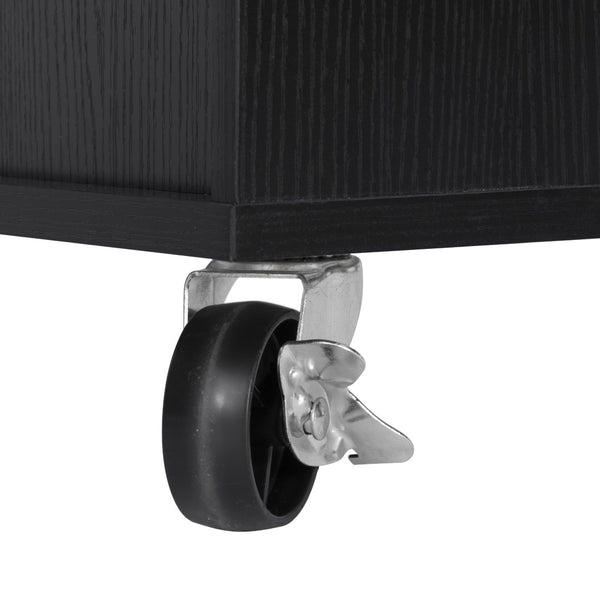 English Elm K&k Rolling Kitchen Island with Extendable Table Built-in Outlets and Layered Storage Black N707S360278B