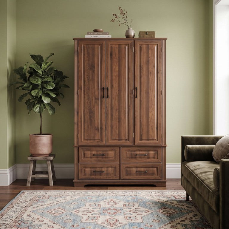 English Elm K&k Farmhouse Pantry Cabinet Tall MDF Cupboard with Pull Out Trays and Door Racks N707S472769Z
