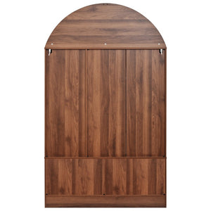 English Elm K&k Arched Farmhouse Pantry Hutch with Glass Doors Four Drawers Walnut Finish N707S476028Z
