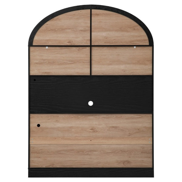 English Elm K&k Farmhouse Pantry Cabinet with LED Lighting Charging Station and Barn Doors Black N707S508593B