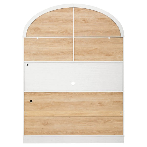 English Elm K&k Farmhouse Pantry Cabinet with LED Lighting Charging Station and Barn Doors White N707S508593W
