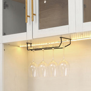 English Elm K&k Farmhouse Pantry Cabinet with LED Lighting Charging Station and Barn Doors White N707S508593W