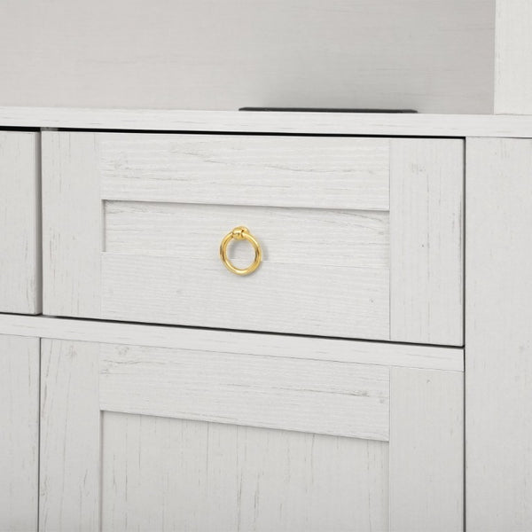English Elm K&k Farmhouse Pantry Cabinet with LED Lighting Charging Station and Barn Doors White N707S508593W