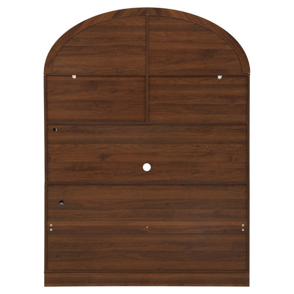English Elm K&k Farmhouse Hutch Cabinet with LED Lighting Barn Doors and Built in Charging Station N707S508593Z