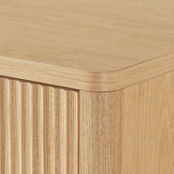 English Elm K&k Fluted Bar Cabinet with Stemware Racks Charging Station and Tilt-Out Storage Natural N707S508912Y