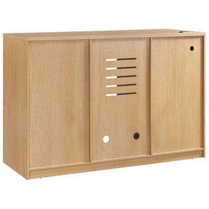 English Elm K&k Fluted Bar Cabinet with Stemware Racks Charging Station and Tilt-Out Storage Natural N707S508912Y