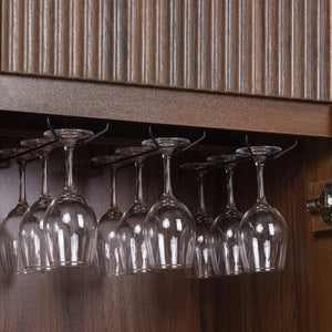 English Elm K&k Fluted Bar Cabinet with Stemware Racks Charging Station and Tilt-Out Storage Walnut Brown N707S508912Z