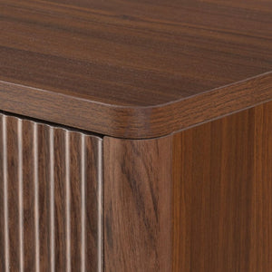 English Elm K&k Fluted Bar Cabinet with Stemware Racks Charging Station and Tilt-Out Storage Walnut Brown N707S508912Z
