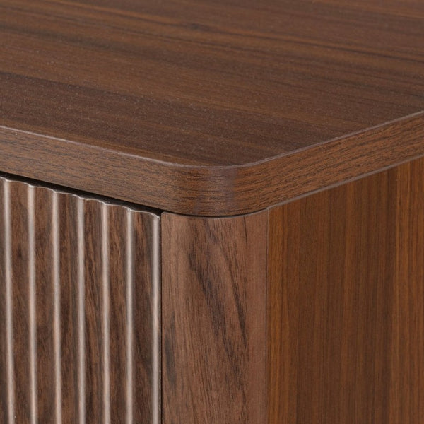 English Elm K&k Fluted Bar Cabinet with Stemware Racks Charging Station and Tilt-Out Storage Walnut Brown N707S508912Z