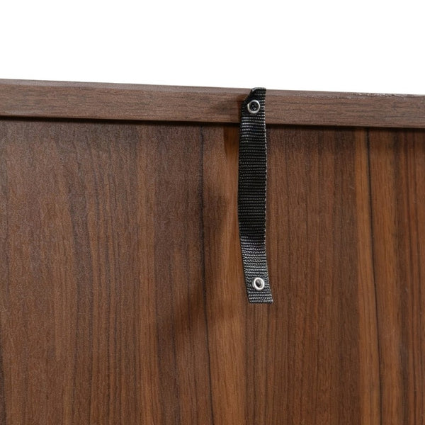 English Elm K&k Fluted Bar Cabinet with Stemware Racks Charging Station and Tilt-Out Storage Walnut Brown N707S508912Z