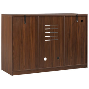 English Elm K&k Fluted Bar Cabinet with Stemware Racks Charging Station and Tilt-Out Storage Walnut Brown N707S508912Z