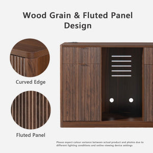 English Elm K&k Fluted Bar Cabinet with Stemware Racks Charging Station and Tilt-Out Storage Walnut Brown N707S508912Z