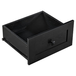 English Elm K&k Farmhouse Buffet Sideboard with Fluted Doors Built-In Power Hub and Fridge Space Black N707S508915B