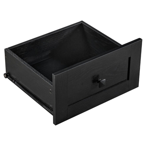 English Elm K&k Farmhouse Buffet Sideboard with Fluted Doors Built-In Power Hub and Fridge Space Black N707S508915B