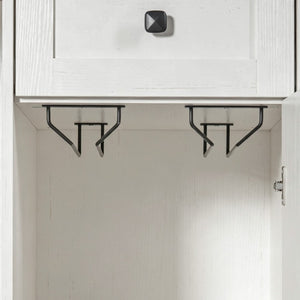 English Elm K&k Farmhouse Buffet Sideboard with Fluted Doors Built-In Power Hub and Fridge Space White N707S508915W