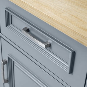 English Elm K&k Farmhouse Rolling Kitchen Island with Power Outlet Trash Storage and Drop Leaf N707S531659G