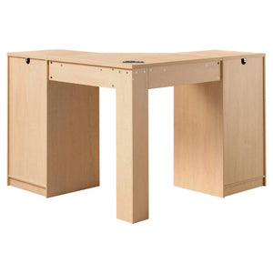 English Elm K&k Fluted Corner Bar Cabinet with Fridge Space Power Outlet and Wine Glass Holders Natural Oak N707S542031Y