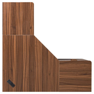 English Elm K&k Fluted Corner Bar Cabinet with Fridge Space Power Outlet and Wine Glass Holders Walnut Brown N707S542031Z