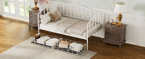 English Elm Twin Metal Daybed with Adjustable Folding Trundle for Guest Rooms and Studio Apartments White With 2 Drawers N708P395931K