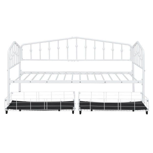 English Elm Twin Metal Daybed with Adjustable Folding Trundle for Guest Rooms and Studio Apartments White With 2 Drawers N708P395931K