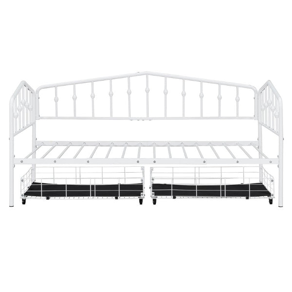 English Elm Twin Metal Daybed with Adjustable Folding Trundle for Guest Rooms and Studio Apartments White With 2 Drawers N708P395931K