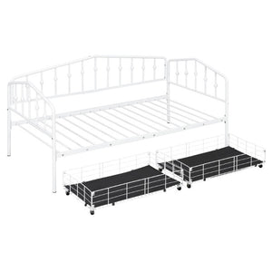 English Elm Twin Metal Daybed with Adjustable Folding Trundle for Guest Rooms and Studio Apartments White With 2 Drawers N708P395931K