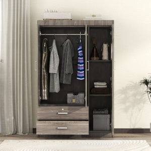 English Elm 3-Door Wardrobe with Lockable Drawer Hanging Rail and Shelving in Wood Grain Finish N708P404412E