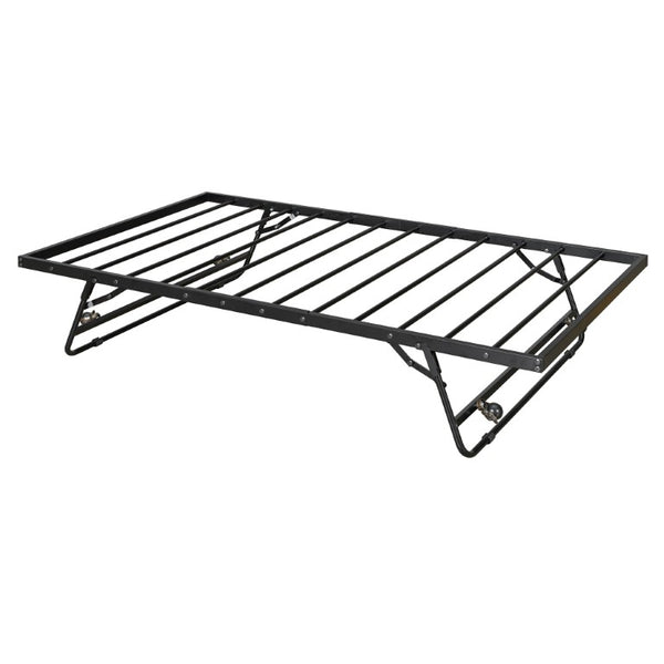 English Elm Twin Metal Daybed with Adjustable Folding Trundle for Guest Rooms and Studio Apartments Black With Trundle N708P415474B
