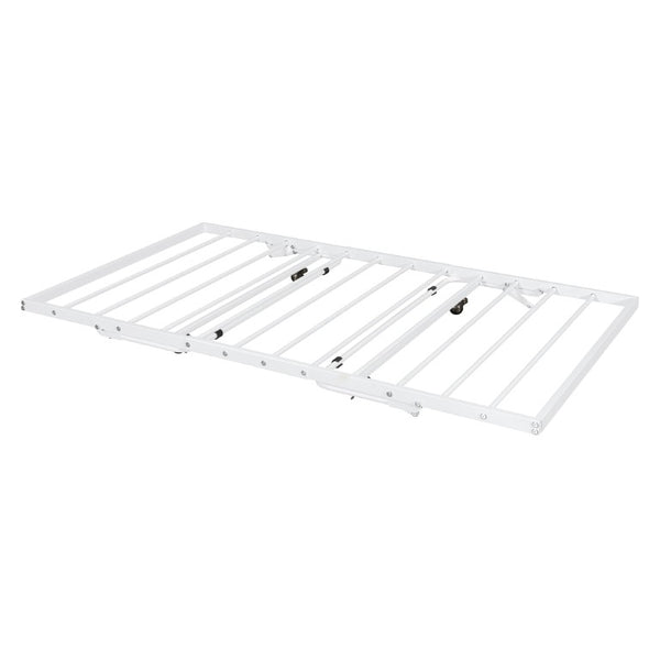 English Elm Twin Metal Daybed with Adjustable Folding Trundle for Guest Rooms and Studio Apartments White With Trundle N708P415474K