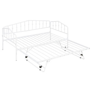 English Elm Twin Metal Daybed with Adjustable Folding Trundle for Guest Rooms and Studio Apartments White With Trundle N708P415474K
