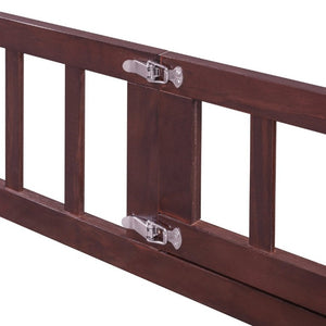 English Elm Full Size Low Profile Pine Wood Floor Bed with Fence Design and Built in Shelving Espresso N708P472508P