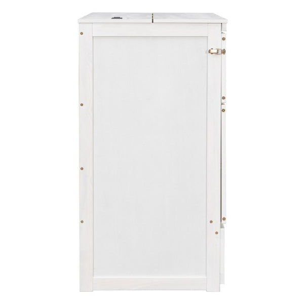 English Elm Full Size Murphy Bed Cabinet with Storage Drawers USB Ports and Panel Front Design White N708S00001K-1