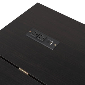 English Elm Full Size Murphy Bed Cabinet with Storage Drawers USB Ports and Panel Front Design Espresso N708S00001P-1