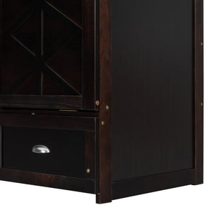 English Elm Full Size Murphy Bed Cabinet with Storage Drawers USB Ports and Panel Front Design Espresso N708S00001P-1