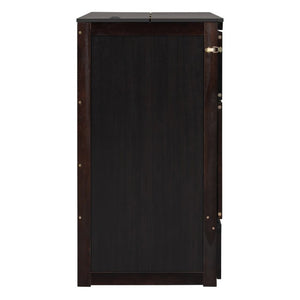 English Elm Full Size Murphy Bed Cabinet with Storage Drawers USB Ports and Panel Front Design Espresso N708S00001P-1
